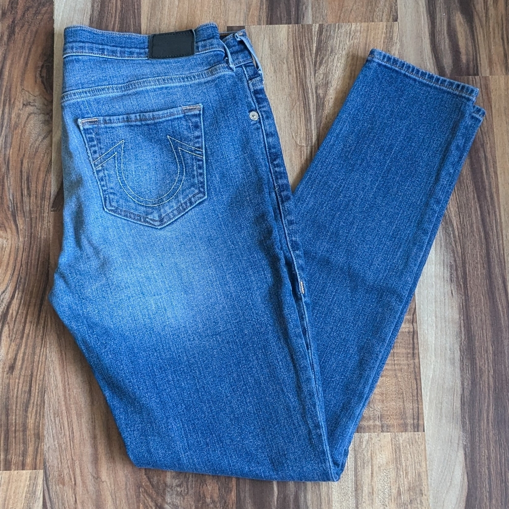 True Religion Hallie Mid Rise Super Skinny Blue Denim Jeans Sz 29 Women's EUC